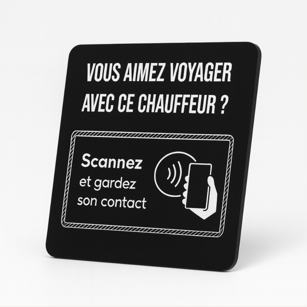 Un plaque NNC destiné au chauffeur pour les aider a développer une clientèle privé