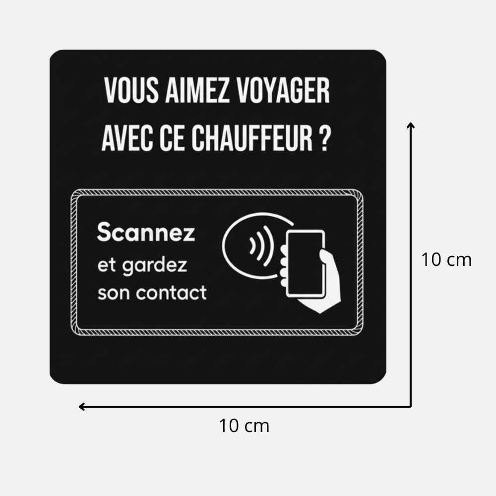 Dimensions de la plaque NFC 10x10cm